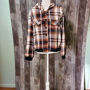 Women's Plaid Hooded Utility Jacket